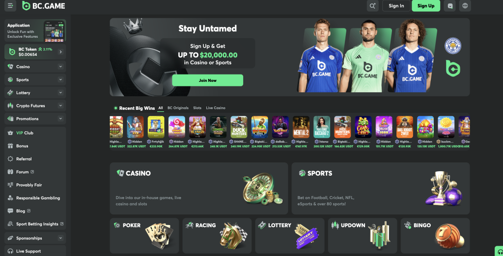 BC.Game Casino Home Page