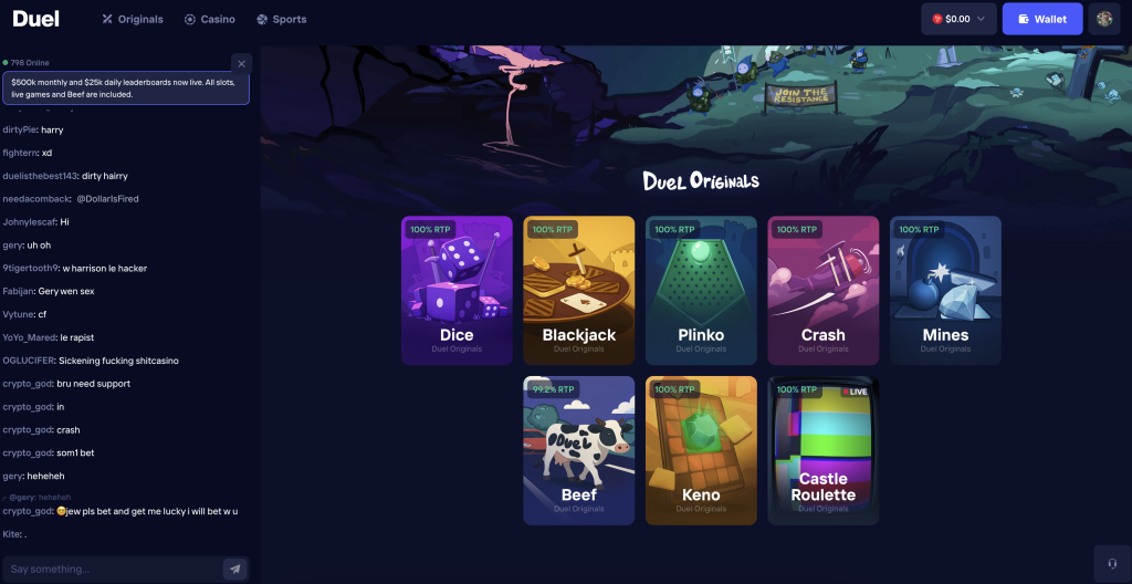 Duel Casino Home Page