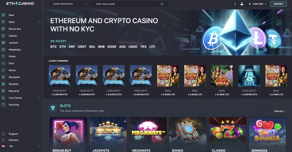 Ethereum Casino Home Page