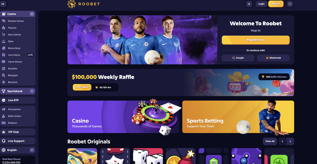 Roobet Casino Home Page